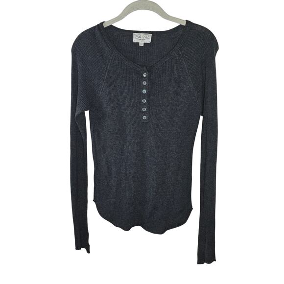Feel The Piece Terre Jacobs Gray Cashmere Blend Henley Top Size M/L - Picture 1 of 5